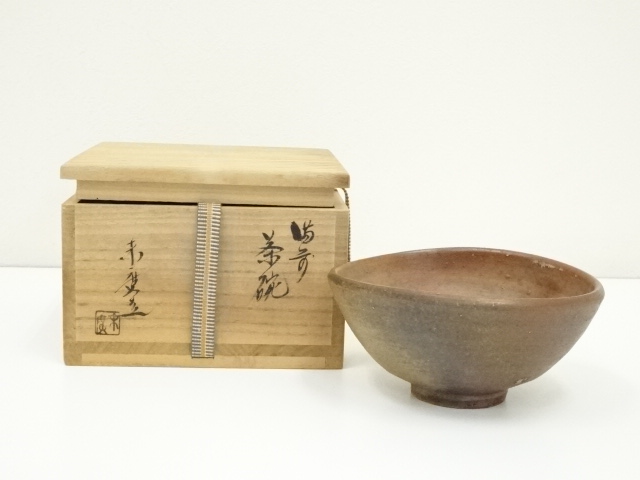 JAPANESE TEA CEREMONY / BIZEN WARE TEA BOWL CHAWAN / ARTISAN WORK